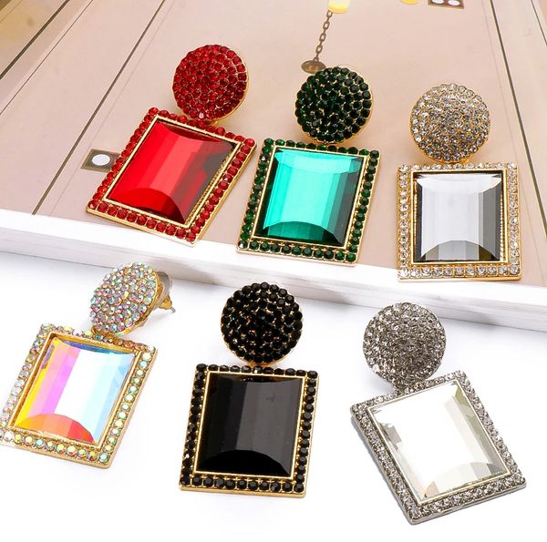 colorful crystal geometric metal drop dangle earrings high-quality clear rhinestone earring jewelry accessories for women, Silver
colorful crystal geometric metal drop dangle earrings high-quality clear rhinestone earring jewelry accessories for women, Silver