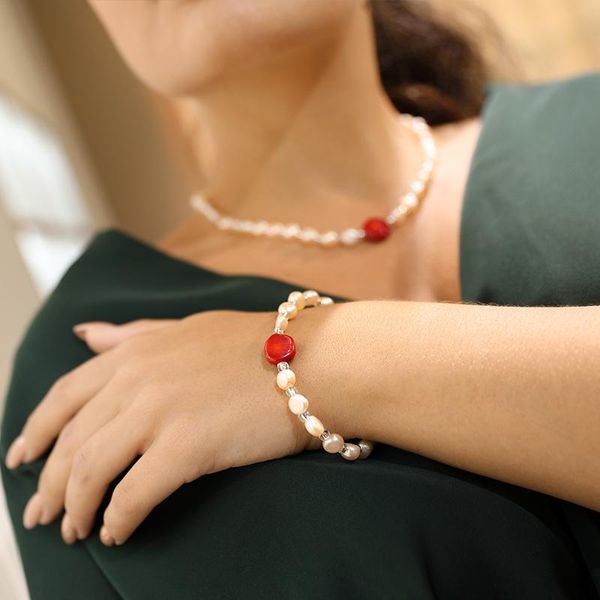 bracelet, earrings & necklace daimi freshwater pearl set 8-9mm red coral bracelet jewelry gift for women, Black
bracelet, earrings & necklace daimi freshwater pearl set 8-9mm red coral bracelet jewelry gift for women, Black