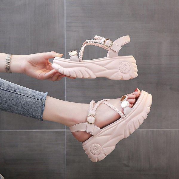 2021 summer new fairy style word buckle rhinestone sandals female tide fashion wild mid-heel thick bottom increased sandals z897, Black 
2021 summer new fairy style word buckle rhinestone sandals female tide fashion wild mid-heel thick bottom increased sandals z897, Black