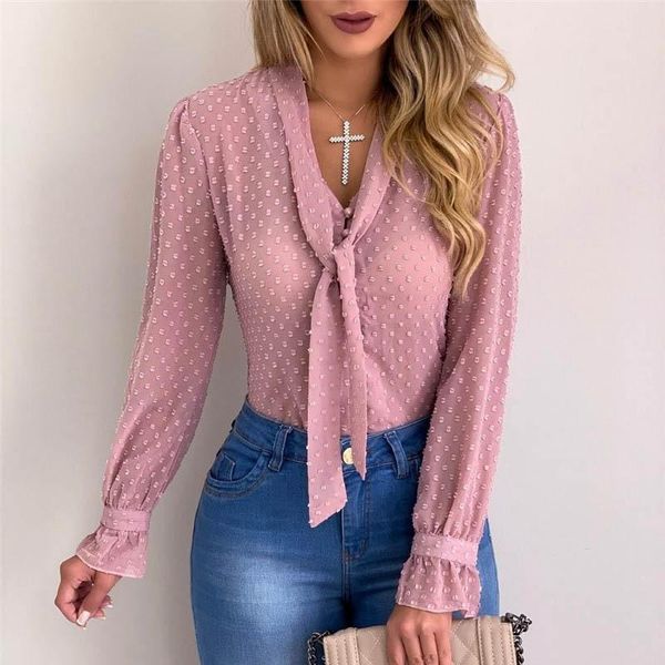 women's blouses & shirts women mesh blouse 2021 autumn long sleeve button chiffon lace up thin shirt v-neck dot casual office ladies cl, White
women's blouses & shirts women mesh blouse 2021 autumn long sleeve button chiffon lace up thin shirt v-neck dot casual office ladies cl, White