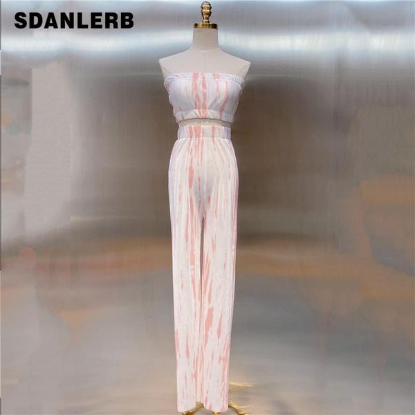 women's two piece pants 2021 summer korean style contrast color tie-dyed tube high waist pleated wide-leg women suit, White
women's two piece pants 2021 summer korean style contrast color tie-dyed tube high waist pleated wide-leg women suit, White