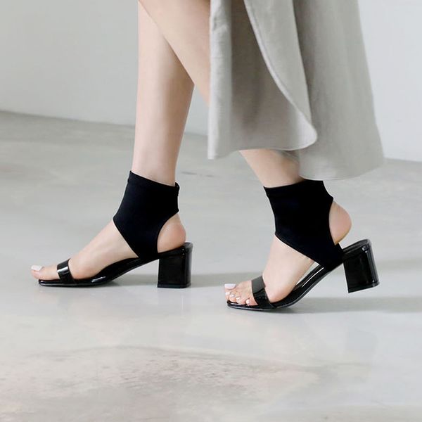 summer new square head open toe simple solid color elastic fabric word band set of feet thick heel womens sandals, Black
summer new square head open toe simple solid color elastic fabric word band set of feet thick heel womens sandals, Black