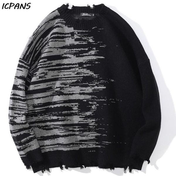 men's sweaters hip hop streetwear sweatshirts harajuku color matching zebra print knitted fashion knit outwear male casual pullover, White;black 
men's sweaters hip hop streetwear sweatshirts harajuku color matching zebra print knitted fashion knit outwear male casual pullover, White;black