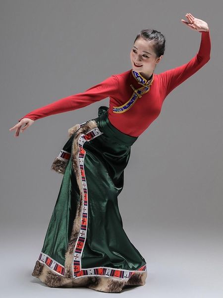 ethnic clothing tibetan dance costumes, female stage minority grading practice clothes, Red
ethnic clothing tibetan dance costumes, female stage minority grading practice clothes, Red