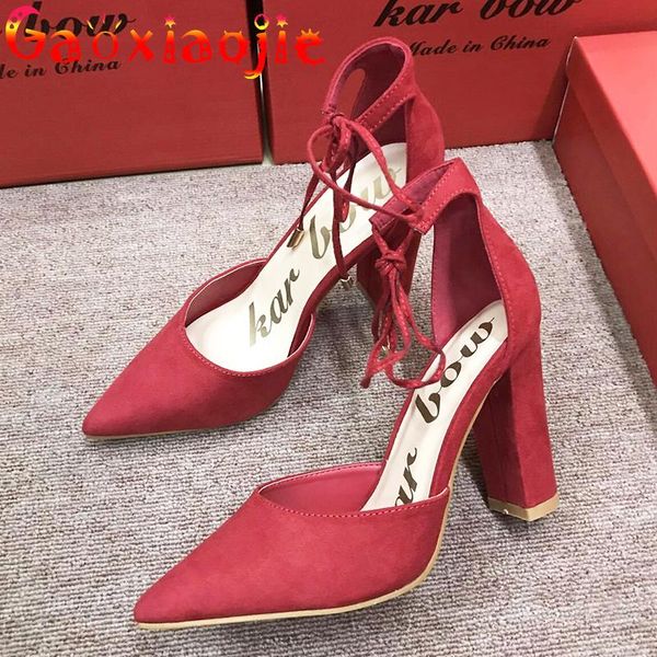 women shoes summer pointed thick heel lace up party shoes new trend suede office sandals baotou high heels model catwalk, Black
women shoes summer pointed thick heel lace up party shoes new trend suede office sandals baotou high heels model catwalk, Black