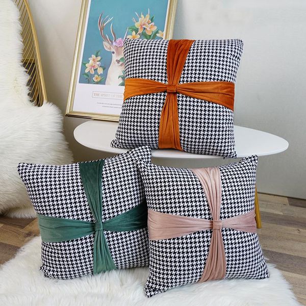 cushion/decorative pillow modern black and white houndstooth home sofa throw cushion cover light luxury bow decorative square case 45x45cm
cushion/decorative pillow modern black and white houndstooth home sofa throw cushion cover light luxury bow decorative square case 45x45cm