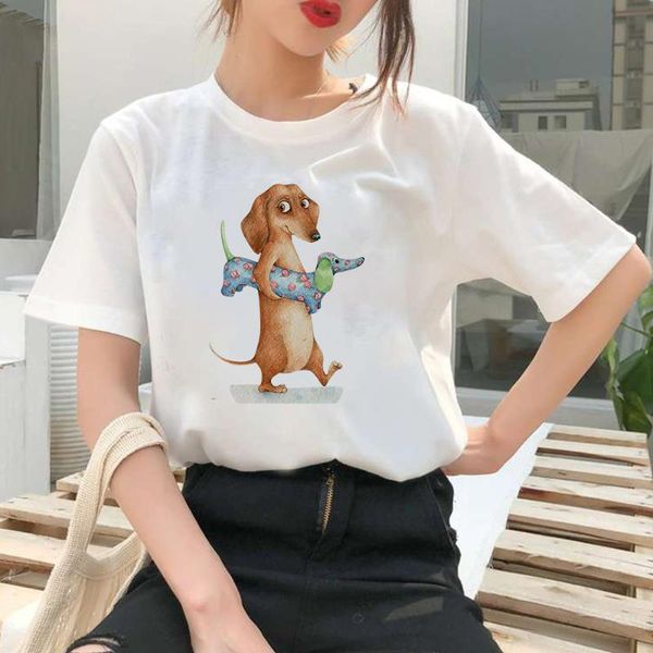 women's t-shirt 2021 summer kawaii funny dachshund printed wome t-shirts fashion streetwear tee hipster young style animal, White
women's t-shirt 2021 summer kawaii funny dachshund printed wome t-shirts fashion streetwear tee hipster young style animal, White