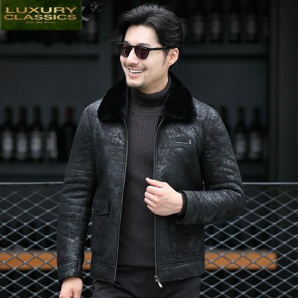 men's leather & faux real fur coat short sheep shearling jacket men warm winter clothes wool collar korean 2021 veste homme 68, Black
men's leather & faux real fur coat short sheep shearling jacket men warm winter clothes wool collar korean 2021 veste homme 68, Black