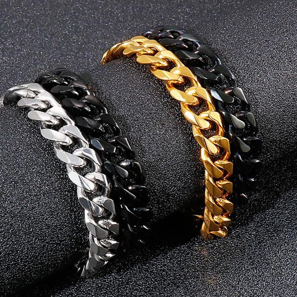 link, chain men's bracelet curb cuban link for men 316l stainless steel hip hop male jewelry, Black
link, chain men's bracelet curb cuban link for men 316l stainless steel hip hop male jewelry, Black