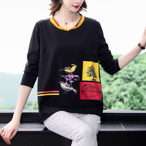 women's t-shirt korean birds print loose casual women black tees autumn 2021 long sleeve basic t shirts female clothes plus size, White
women's t-shirt korean birds print loose casual women black tees autumn 2021 long sleeve basic t shirts female clothes plus size, White