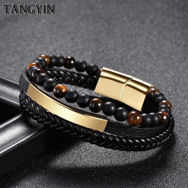 charm bracelets tangyin multi-layer woven men leather bracelet gold/silver/black stainless steel magnet stone beads male jewelry, Golden;silver
charm bracelets tangyin multi-layer woven men leather bracelet gold/silver/black stainless steel magnet stone beads male jewelry, Golden;silver
