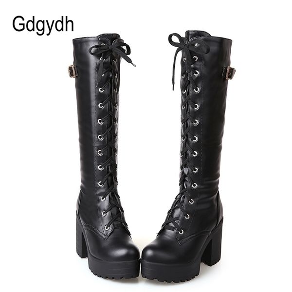 gdgydh spring autumn lacing knee high boots women fashion white square heel woman leather shoes winter pu large size 43 211116, Black
gdgydh spring autumn lacing knee high boots women fashion white square heel woman leather shoes winter pu large size 43 211116, Black