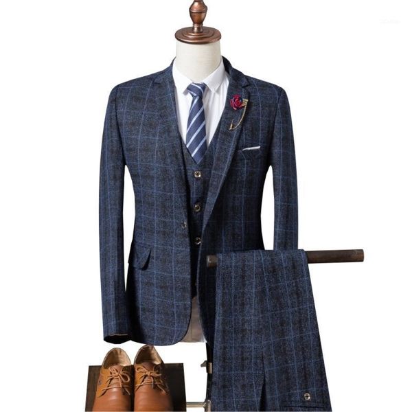 men's suits & blazers wedding plaid suit 2021 spring autumn slim fit male 3 piece business formal groomsmen (jacket+vest+pants), White;black
men's suits & blazers wedding plaid suit 2021 spring autumn slim fit male 3 piece business formal groomsmen (jacket+vest+pants), White;black