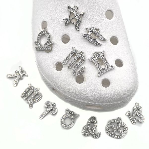 12 constellation series metal bling croc charms jibitz accessories shoe clog decoration charm button pins, White;pink
12 constellation series metal bling croc charms jibitz accessories shoe clog decoration charm button pins, White;pink