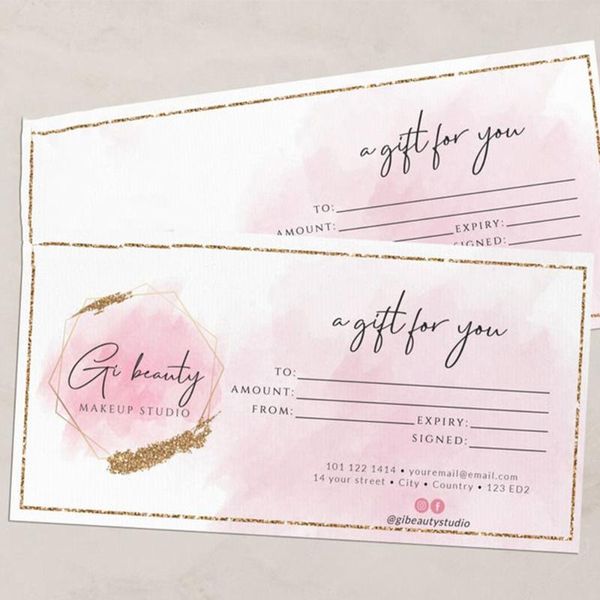 greeting cards customied watercolors gift certificate - modern card- voucher add your logo gold glitter voucher, pink
greeting cards customied watercolors gift certificate - modern card- voucher add your logo gold glitter voucher, pink