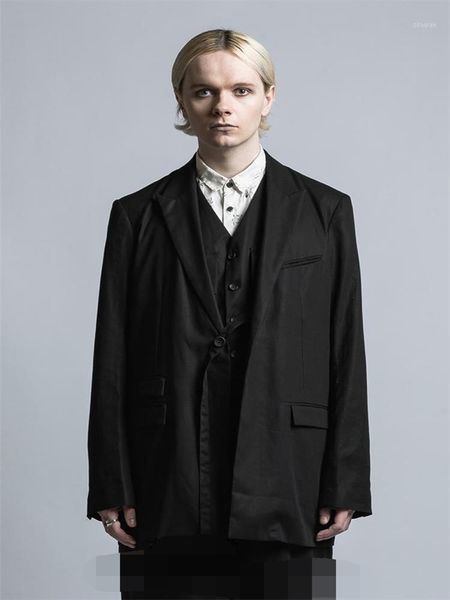 men's suits & blazers spring 2021 yamamoto style suit jacket loose large size two-piece black belt vest, White;black
men's suits & blazers spring 2021 yamamoto style suit jacket loose large size two-piece black belt vest, White;black