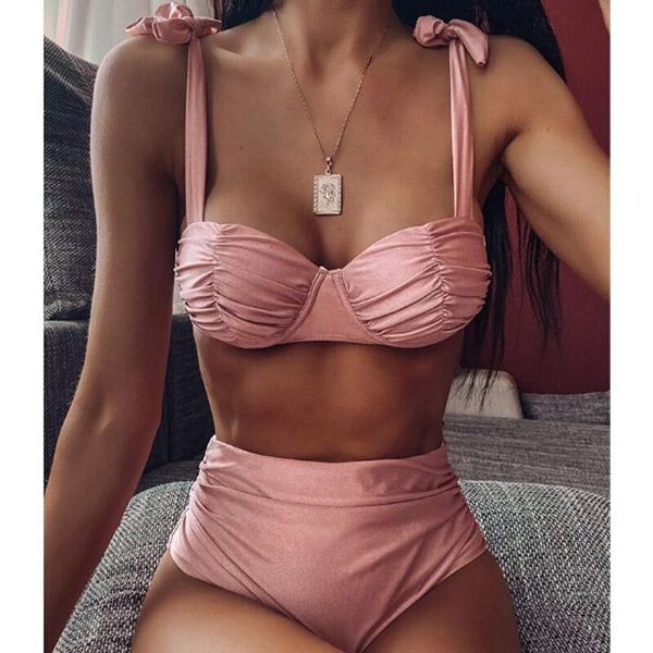 women's swimwear women high waist bikini set swimsuit padded push-up bra solid pink bathing suit summer holiday beachwear biquini, White;black
women's swimwear women high waist bikini set swimsuit padded push-up bra solid pink bathing suit summer holiday beachwear biquini, White;black
