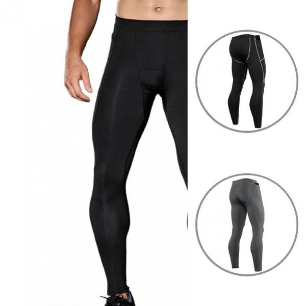 men's pants high elastic bottoms skinny quick drying training trousers for running, Black