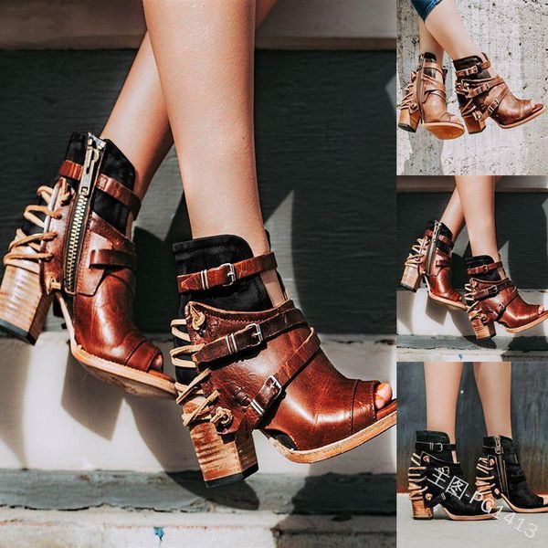 boots rome ankle vintage leather casual high heels square strap zipper peep toe summer shoes for women plus size 35-43, Black
boots rome ankle vintage leather casual high heels square strap zipper peep toe summer shoes for women plus size 35-43, Black