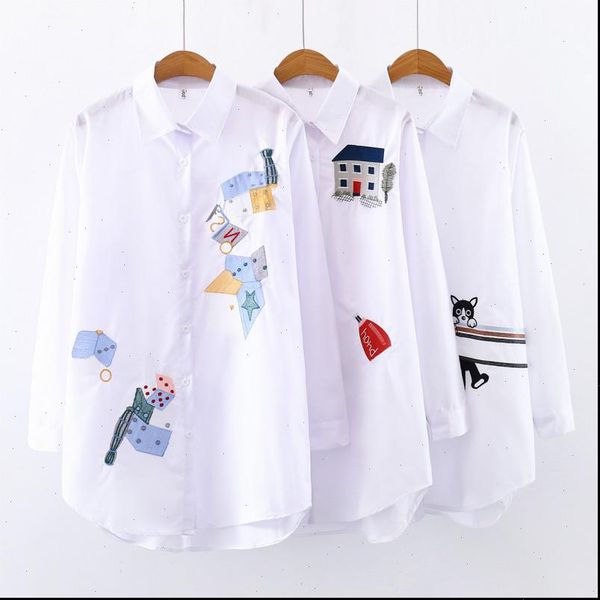 spring women cartoon embroidery blouse shirt 2021 casual long sleeve blouse lady long office plus size cotton shirt, White
spring women cartoon embroidery blouse shirt 2021 casual long sleeve blouse lady long office plus size cotton shirt, White