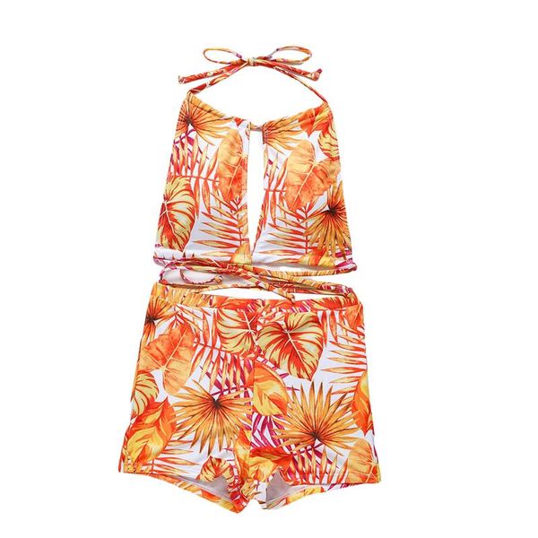women's swimwear women two-piece set, leaves printed pattern crop and shorts, green/ brown/ orange/ yellow, White;black
women's swimwear women two-piece set, leaves printed pattern crop and shorts, green/ brown/ orange/ yellow, White;black