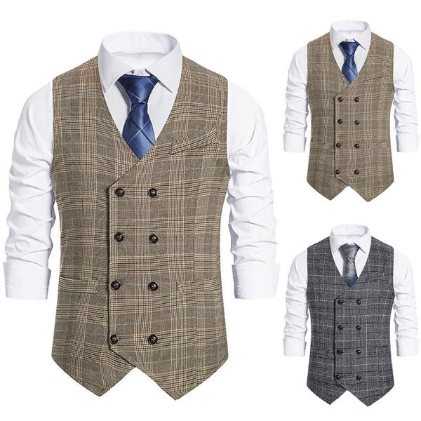 men's vests plaid lattice blazers double breasted button up vest casual blazer waistcoat sleeveless men autumn spring, Black;white
men's vests plaid lattice blazers double breasted button up vest casual blazer waistcoat sleeveless men autumn spring, Black;white
