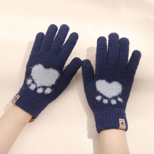 five fingers gloves winter warm plus thick knitted women' touchscreen cat pattern split finger glove outdoor cycling cold-proof, Blue;gray
five fingers gloves winter warm plus thick knitted women' touchscreen cat pattern split finger glove outdoor cycling cold-proof, Blue;gray