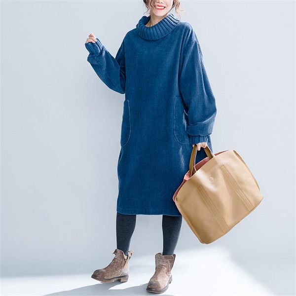 casual dresses 2021 women retro corduroy dress autumn spring turtleneck loose slim female large size solid color l215, Black;gray
casual dresses 2021 women retro corduroy dress autumn spring turtleneck loose slim female large size solid color l215, Black;gray