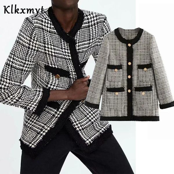 klkxmyt england style vintage plaid single breasted tweed party casual blazer women blazer mujer 2021 women blazers and jackets, White;black
klkxmyt england style vintage plaid single breasted tweed party casual blazer women blazer mujer 2021 women blazers and jackets, White;black