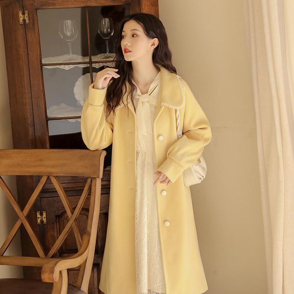 women's wool & blends thicken korean fashion coat literature button winter woman jacket commute polyester clothing abrigos woman's, Black
women's wool & blends thicken korean fashion coat literature button winter woman jacket commute polyester clothing abrigos woman's, Black