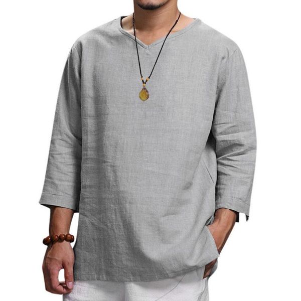 ostrich spring men's t shirt casual stand collar shirt loose fashion linen t shirts men three quarter top, White;black
ostrich spring men's t shirt casual stand collar shirt loose fashion linen t shirts men three quarter top, White;black