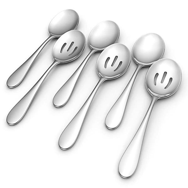 spoons large serving set of 6 -stainless steel mirror polished utensils for cooking, mixing - includes 3
spoons large serving set of 6 -stainless steel mirror polished utensils for cooking, mixing - includes 3