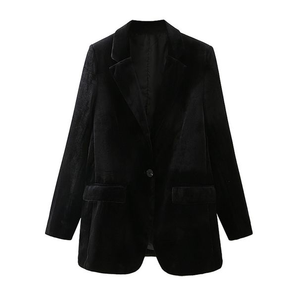 2021 new winter women black veet blazer coat vintage long sleeve single button female outerwear chic streetwear mtkw, White;black
2021 new winter women black veet blazer coat vintage long sleeve single button female outerwear chic streetwear mtkw, White;black