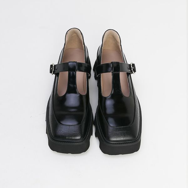 sandals womans new mary janes shoes genuine leather med heels thick-soled platform retro square toe lady footwear 599v, Black
sandals womans new mary janes shoes genuine leather med heels thick-soled platform retro square toe lady footwear 599v, Black