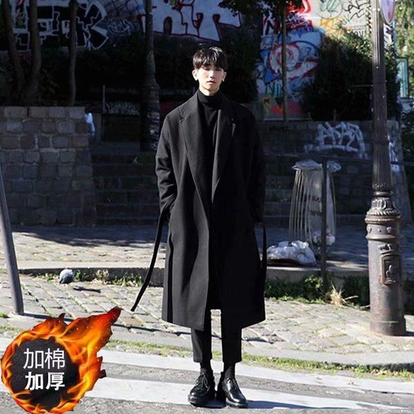 men's wool & blends woolen coat winter long over-the-knee trend street clothing thick warm loose windbreaker jacket, Black
men's wool & blends woolen coat winter long over-the-knee trend street clothing thick warm loose windbreaker jacket, Black