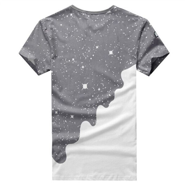 men summer tee t-shirt fashion trend poured pattern inverted milk 3d printed short sleeve tees round neck slim casual tshirts, White;black
men summer tee t-shirt fashion trend poured pattern inverted milk 3d printed short sleeve tees round neck slim casual tshirts, White;black