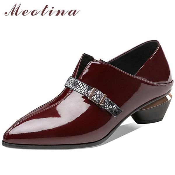 dress shoes meotina pointed toe women genuine leather med heels chunky heel pumps buckle ladies footwear spring wine red big size 43, Black
dress shoes meotina pointed toe women genuine leather med heels chunky heel pumps buckle ladies footwear spring wine red big size 43, Black