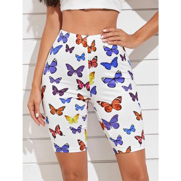 women's shorts summer casual high waist short pants skinny slim sports bottom women butterfly print 2021 fashion clothes, White;black
women's shorts summer casual high waist short pants skinny slim sports bottom women butterfly print 2021 fashion clothes, White;black
