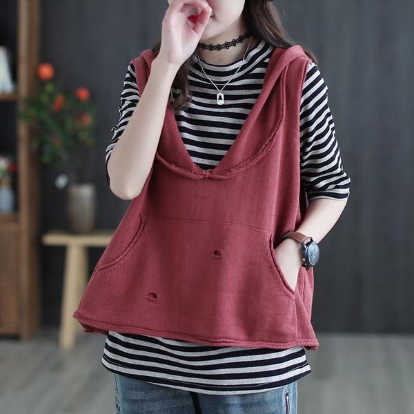women's vests 2021 style hooded vest literary retro loose hedging solid color all-match cropped top, Black;white
women's vests 2021 style hooded vest literary retro loose hedging solid color all-match cropped top, Black;white