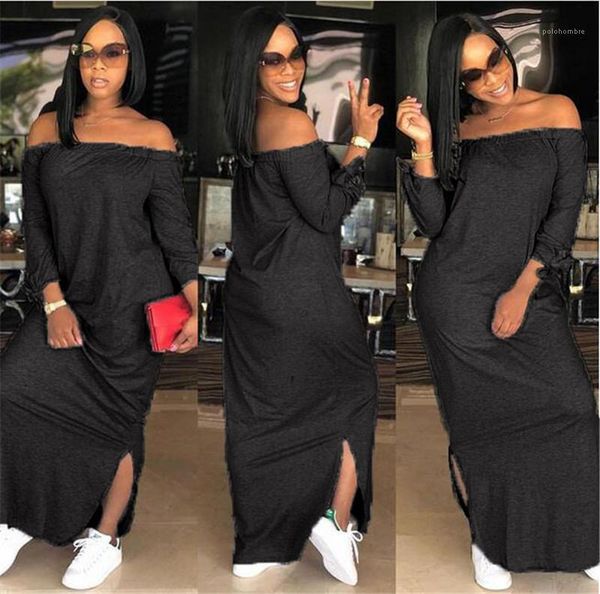 solid color long sleeve dresses womens designer spilt panelled dresses slash neck womens designer dresses sexy, Black;gray
solid color long sleeve dresses womens designer spilt panelled dresses slash neck womens designer dresses sexy, Black;gray