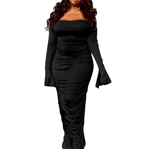 Women Off Shoulder Maxi Dress Solid Color Long Flared Sleeve Bodycon Ruched Womens Dresses Ladies Casual, Black;gray
Women Off Shoulder Maxi Dress Solid Color Long Flared Sleeve Bodycon Ruched Womens Dresses Ladies Casual, Black;gray