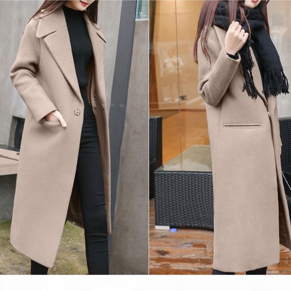 womens winter fashion lapel wool coat trench jackets solid long sleeve overcoat outwear manteau femme dropship w1120, Black
womens winter fashion lapel wool coat trench jackets solid long sleeve overcoat outwear manteau femme dropship w1120, Black