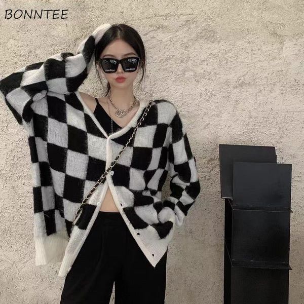 women's knits & tees cardigan women elegant v-neck vintage plaid sweater loose spring autumn korean style casual lazy streetwear long s, White
women's knits & tees cardigan women elegant v-neck vintage plaid sweater loose spring autumn korean style casual lazy streetwear long s, White
