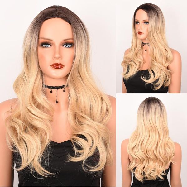 synthetic wigs long wavy wig for women dark root ombre blonde natural headline heat resistant hair wome, Black
synthetic wigs long wavy wig for women dark root ombre blonde natural headline heat resistant hair wome, Black