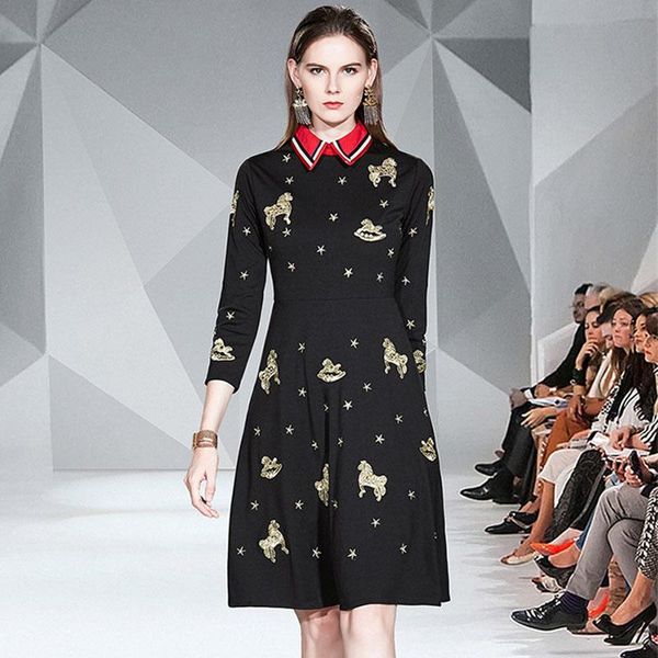 casual dresses spring autumn runway designer women vintage embroidery dress long sleeve clothes aline robe femme party vestidos black, Black;gray
casual dresses spring autumn runway designer women vintage embroidery dress long sleeve clothes aline robe femme party vestidos black, Black;gray