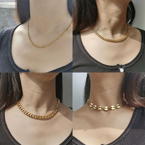 chains basic punk choker necklace for women stainless steel cuban curb coffee beans box short link chain simple jewelry 16inch knm180, Silver
chains basic punk choker necklace for women stainless steel cuban curb coffee beans box short link chain simple jewelry 16inch knm180, Silver
