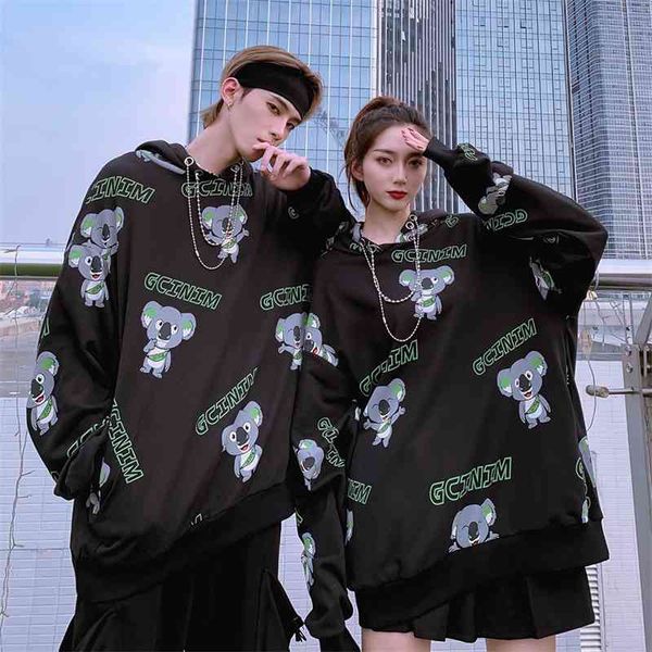 manyin little koala cartoon printed sweater men's fashion bf lazy couple hip hop street loose hoodie, Black
manyin little koala cartoon printed sweater men's fashion bf lazy couple hip hop street loose hoodie, Black