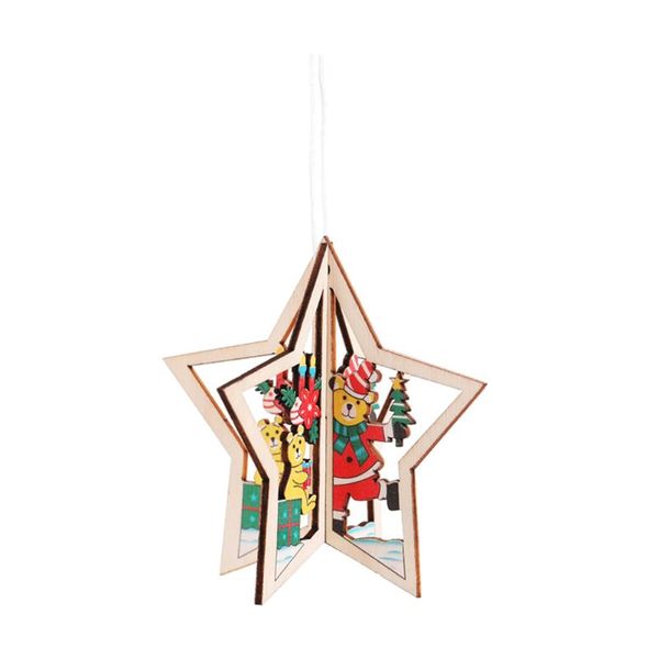 christmas decorations 3 pcs tree hanging pendant wooden hollow ornament xmas party (pentagram with bear) 
christmas decorations 3 pcs tree hanging pendant wooden hollow ornament xmas party (pentagram with bear)