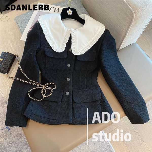 women's jackets long sleeve tweed coat for women 2021 spring and autumn collar waist slimming elegant black cardigan jacket, Black;brown
women's jackets long sleeve tweed coat for women 2021 spring and autumn collar waist slimming elegant black cardigan jacket, Black;brown