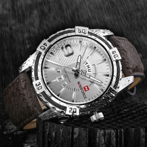 wristwatches naviforce relogio masculino men's casual sport quartz watch mens watches quartz-watch leather strap military wrist male, Slivery;brown
wristwatches naviforce relogio masculino men's casual sport quartz watch mens watches quartz-watch leather strap military wrist male, Slivery;brown